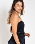 BLUSA STRAPLE BOLSILLOS AZUL OSCURO