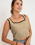 BLUSA APLIQUE ZIG ZAG BEIGE