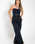 BLUSA STRAPLE BOLSILLOS AZUL OSCURO