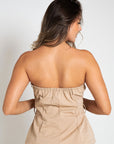 BLUSA STRAPLE BOLSILLOS BEIGE