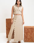 BLUSA CORTA CARGO BEIGE