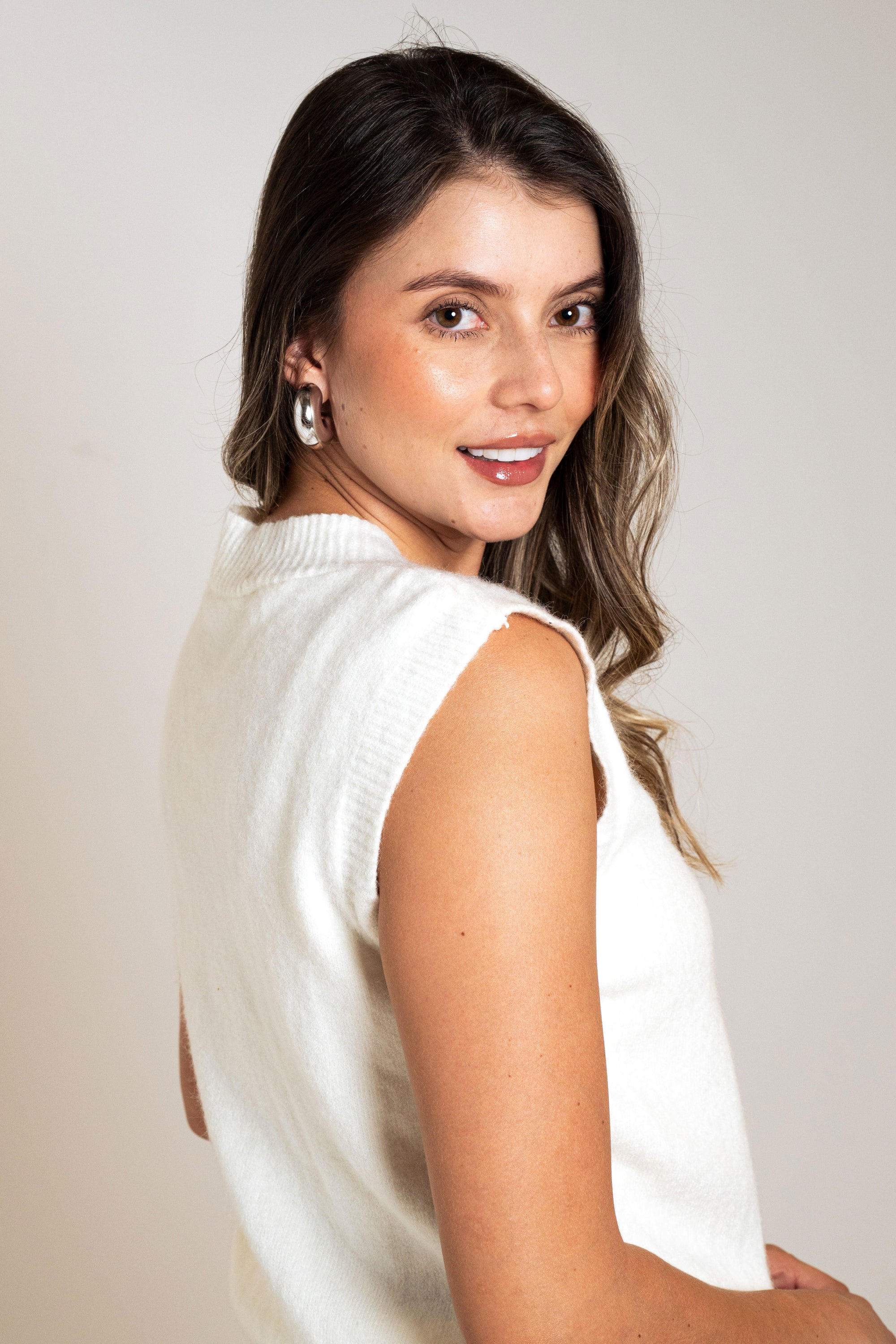 CHALECO TEJIDO PREPPY BLANCO